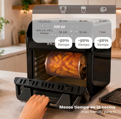 Fritadeira Sem Óleo Grunkel BLACKFRYEROVEN – 12 Litros, 1500 W, 12 Programas, Display Digital