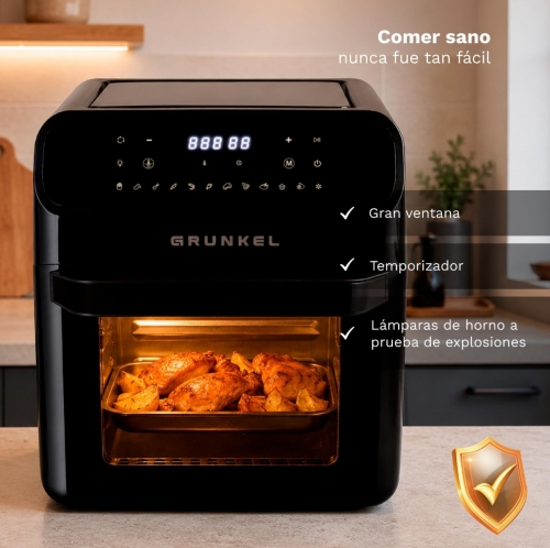 Fritadeira Sem Óleo Grunkel BLACKFRYEROVEN – 12 Litros, 1500 W, 12 Programas, Display Digital