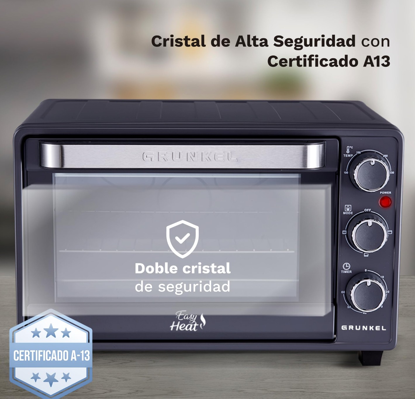 Mini Forno Elétrico GRUNKEL HR-23EASY 23L 1600W Preto/Inox com Temporizador de 60 Minutos