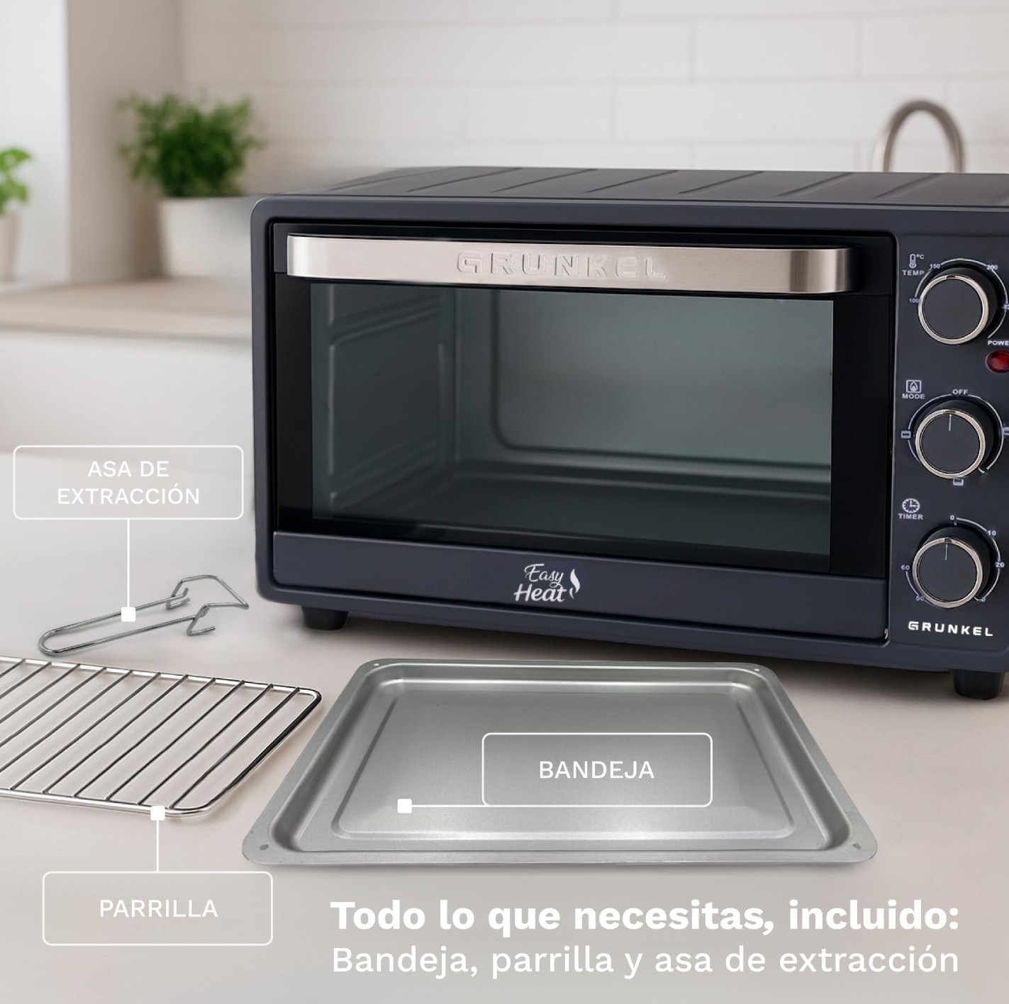 Mini Forno Elétrico GRUNKEL HR-23EASY 23L 1600W Preto/Inox com Temporizador de 60 Minutos