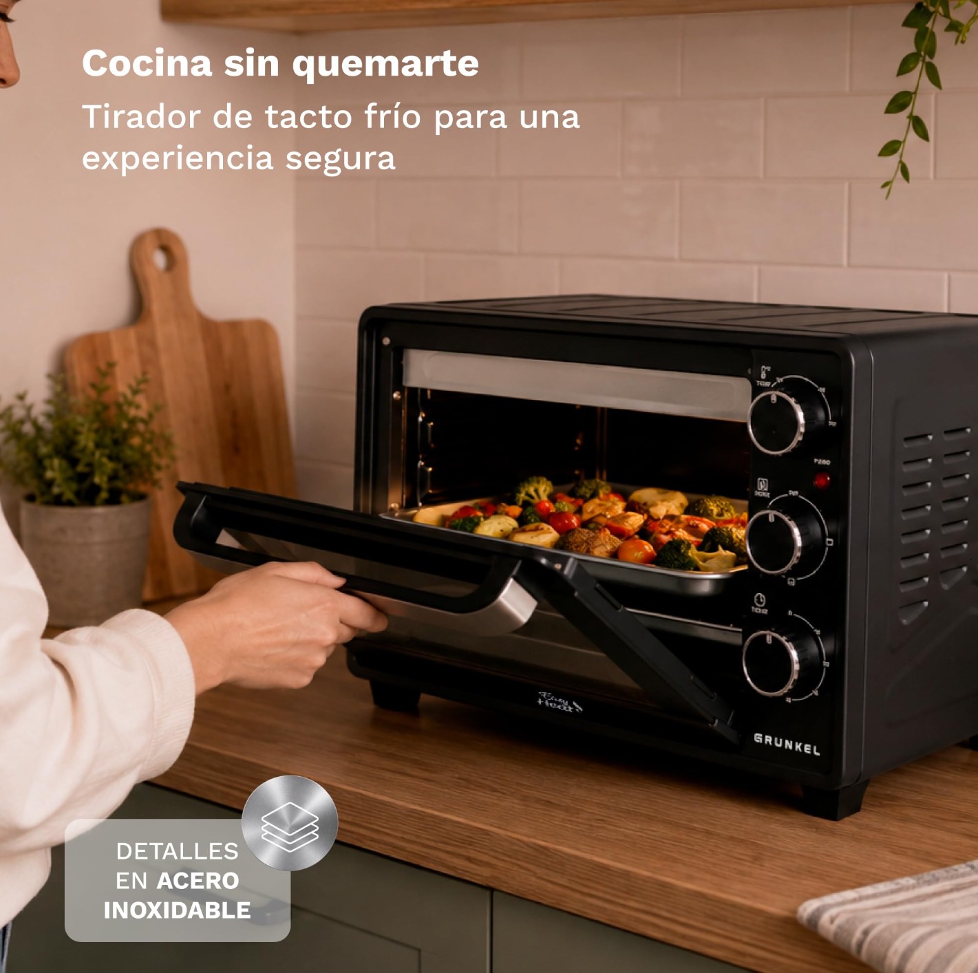 Mini Forno Elétrico GRUNKEL HR-23EASY 23L 1600W Preto/Inox com Temporizador de 60 Minutos