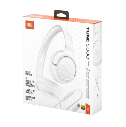 Auscultadores JBL Tune 530C USB-C – Hi-Res Audio, Pure Bass, Branco – JBLT530CWHT