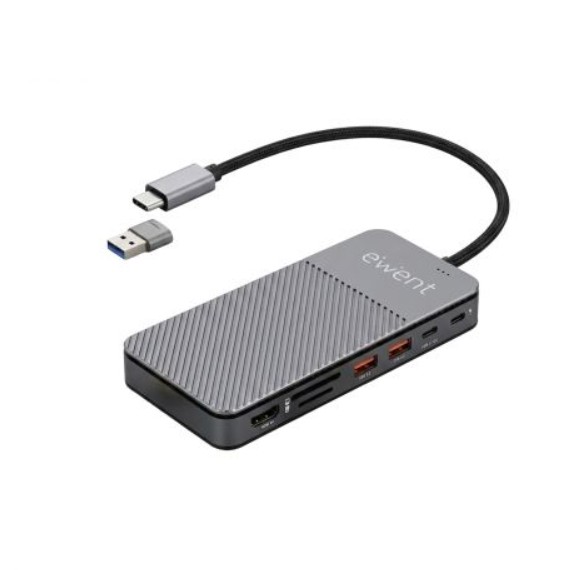 Dock USB-C EWENT EW1156 – 8 em 1, HDMI 4K, PD 100W, M.2 NVMe