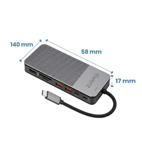 Dock USB-C EWENT EW1156 – 8 em 1, HDMI 4K, PD 100W, M.2 NVMe