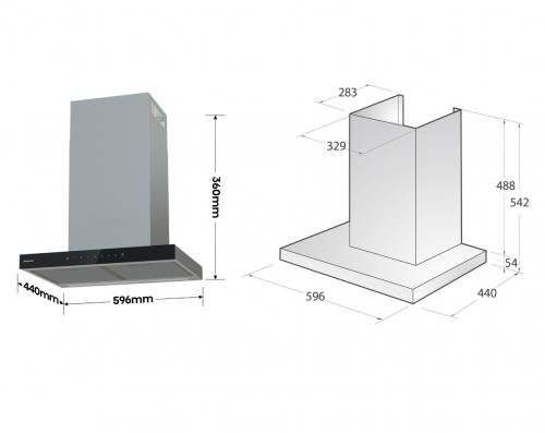 Chaminé de Parede HISENSE CH6T6226XGB - 60 cm Inox A+