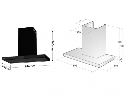 Exaustor Chaminé de Parede HISENSE CH9T6226B - 90 cm Preto A+