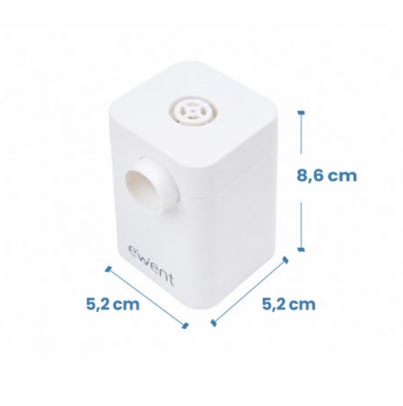 Bomba de Vácuo Portátil EWENT EW5685 para Sacos de Compressão de Roupa, 5 Bicos Adaptadores, Alimentação a Pilhas, Branca