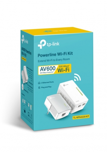 Kit Powerline TP-Link TL-WPA4220 KIT AV600 - Wi-Fi N300, 600 Mbps, 300 Mbps, Plug & Play