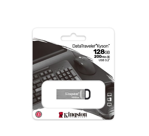 Pen USB Kingston DataTraveler Kyson 128GB USB 3.2 Gen 1 – Até 220MB/s - DTKNG2/128GB