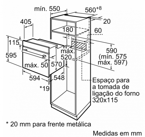 Forno Multifunções de Encastrar Bosch HBF114BS1, 66 L, Inox, Classe Energética A