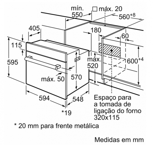 Forno Multifunções de Encastrar Bosch HBF011BR0, 66 L, Inox, Classe Energética A