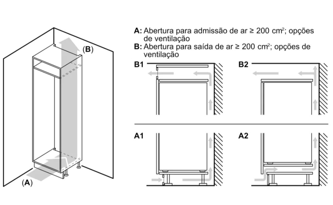 Arca Vertical de Encastre Bosch GIN81ACD0 No Frost, 212 L, Classe Energética D, Série 6