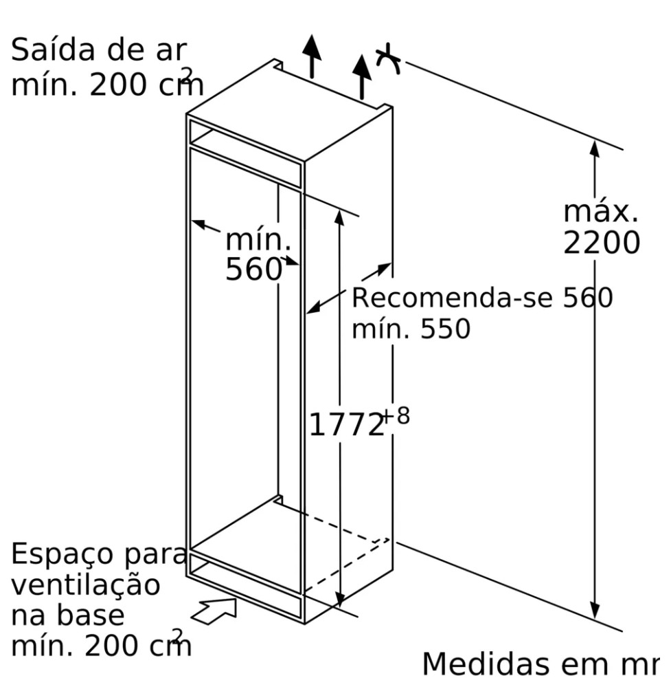 Arca Vertical de Encastre Bosch GIN81ACD0 No Frost, 212 L, Classe Energética D, Série 6