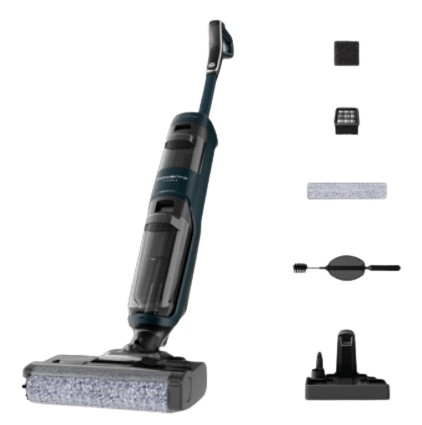 Aspirador Lava e Aspira Rowenta X-Clean 2 GZ2251E0 – Wet & Dry 2 em 1, Sem Fios, 35 min, Modos ECO/MAX, Autolimpeza – Preto/Azul