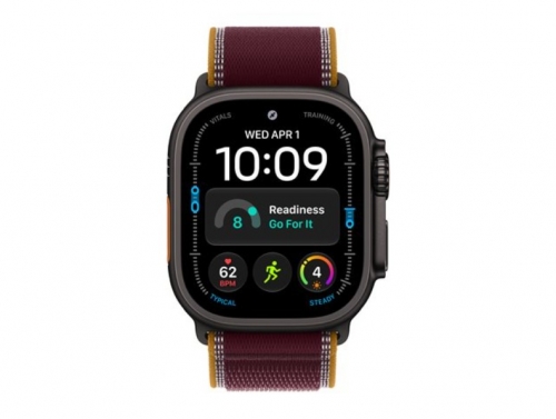 Apple Watch Ultra 4 GPS + Cellular 49 mm – Titânio Preto, Correia de Trilho Bordô M/L, 64 GB – MJC44QL/A