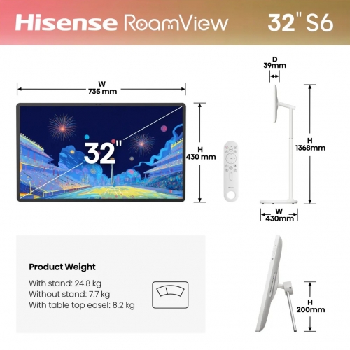 Monitor Tátil HISENSE 32S6S 32" Ultra HD 4K ELED 60Hz HDMI USB Wi-Fi Bluetooth