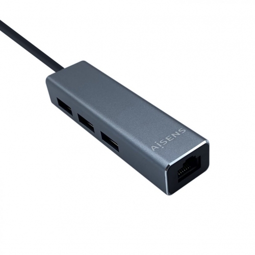 Conversor USB 3.0 para Gigabit Ethernet + Hub 3x USB 3.0, Cinzento AISENS A106-0401