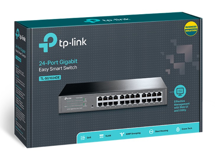 Switch TP-Link TL-SG1024DE Gigabit Easy Smart de 24 Portas RJ45 10/100/1000 Mbps – VLAN, QoS e IGMP Snooping