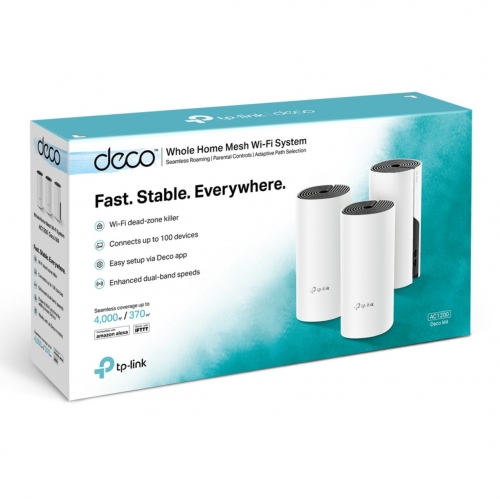 Sistema Wi-Fi Mesh TP-Link Deco M4 AC1200 Dual Band, Pack de 3 Unidades, Gigabit Ethernet - DECO M4(3-PACK)