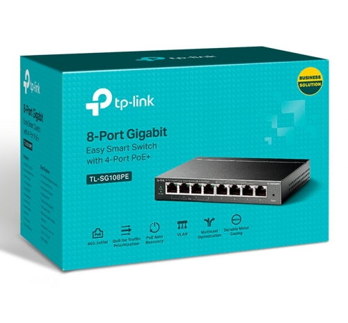 Switch TP-Link TL-SG108PE Easy Smart Gigabit de 8 Portas com PoE+