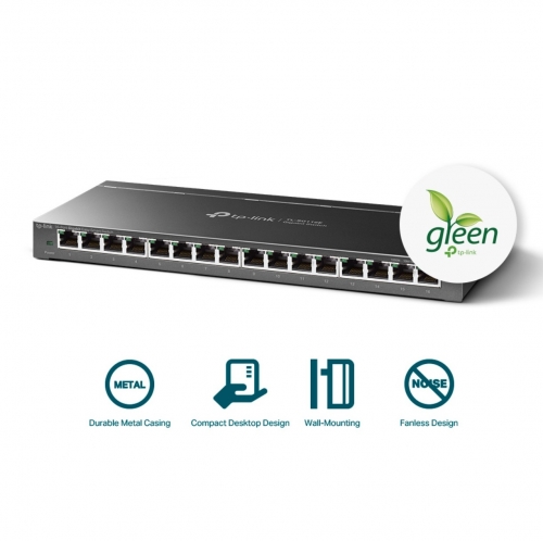 Switch TP-Link TL-SG116E Gigabit Easy Smart de 16 Portas RJ45 10/100/1000 Mbps, Caixa Metálica, Desktop