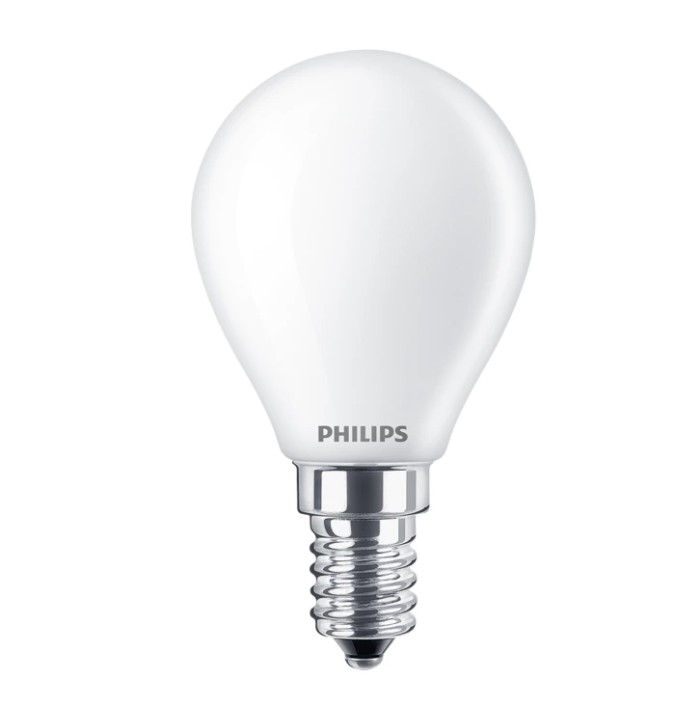 Lâmpada LED Philips Classic 25W P45 E14 Luz Branca Quente, Vidro Fosco, Não Regulável - 929004588711