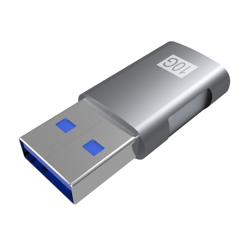 Mini Adaptador AISENS USB 3.2 Gen 2, USB-A Macho para USB-C Fêmea, 10 Gbps, 3 A, Cinzento – A108-0655