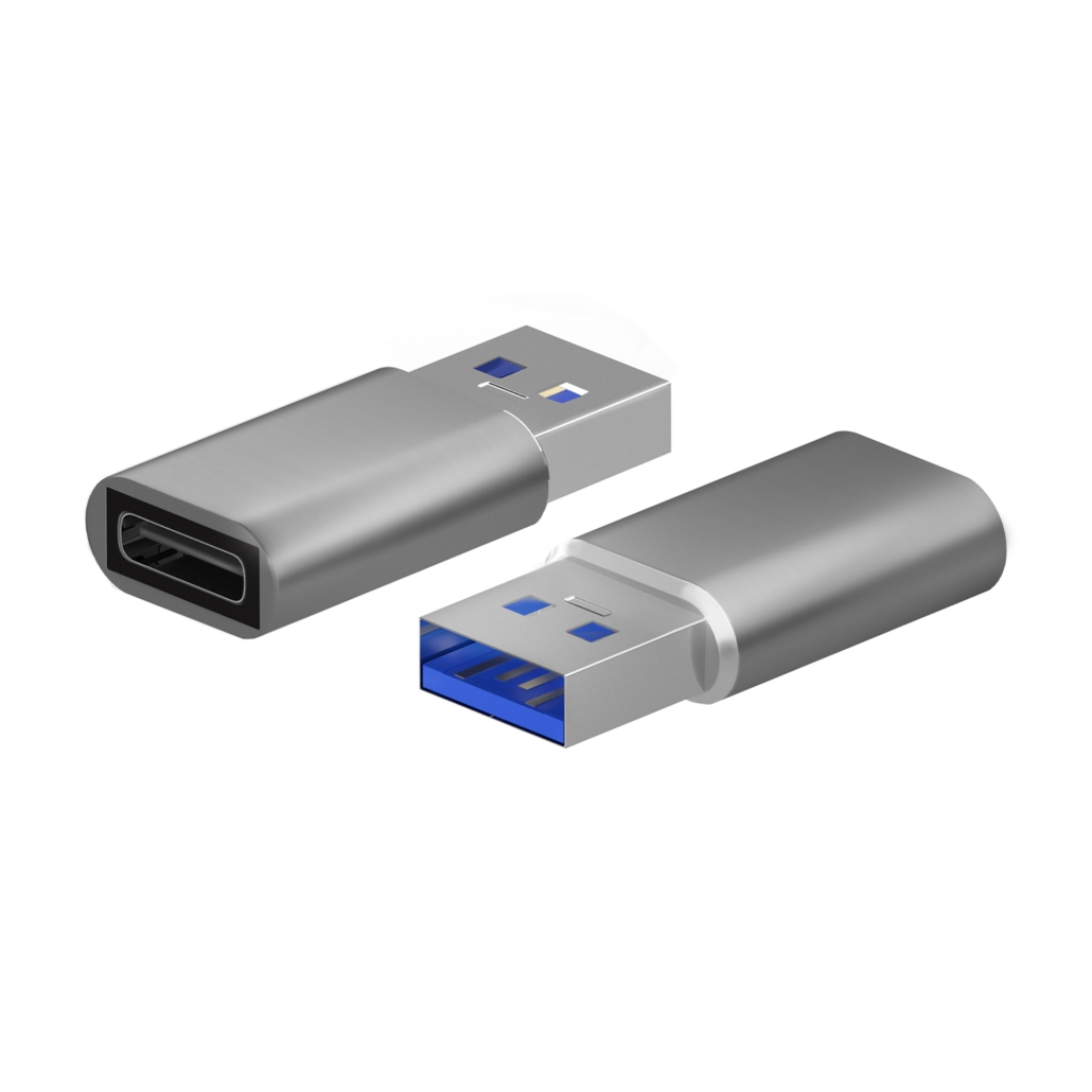 Mini Adaptador AISENS USB 3.2 Gen 2 USB-C Fêmea para USB-A Macho 3A – Cinzento - A108-0677