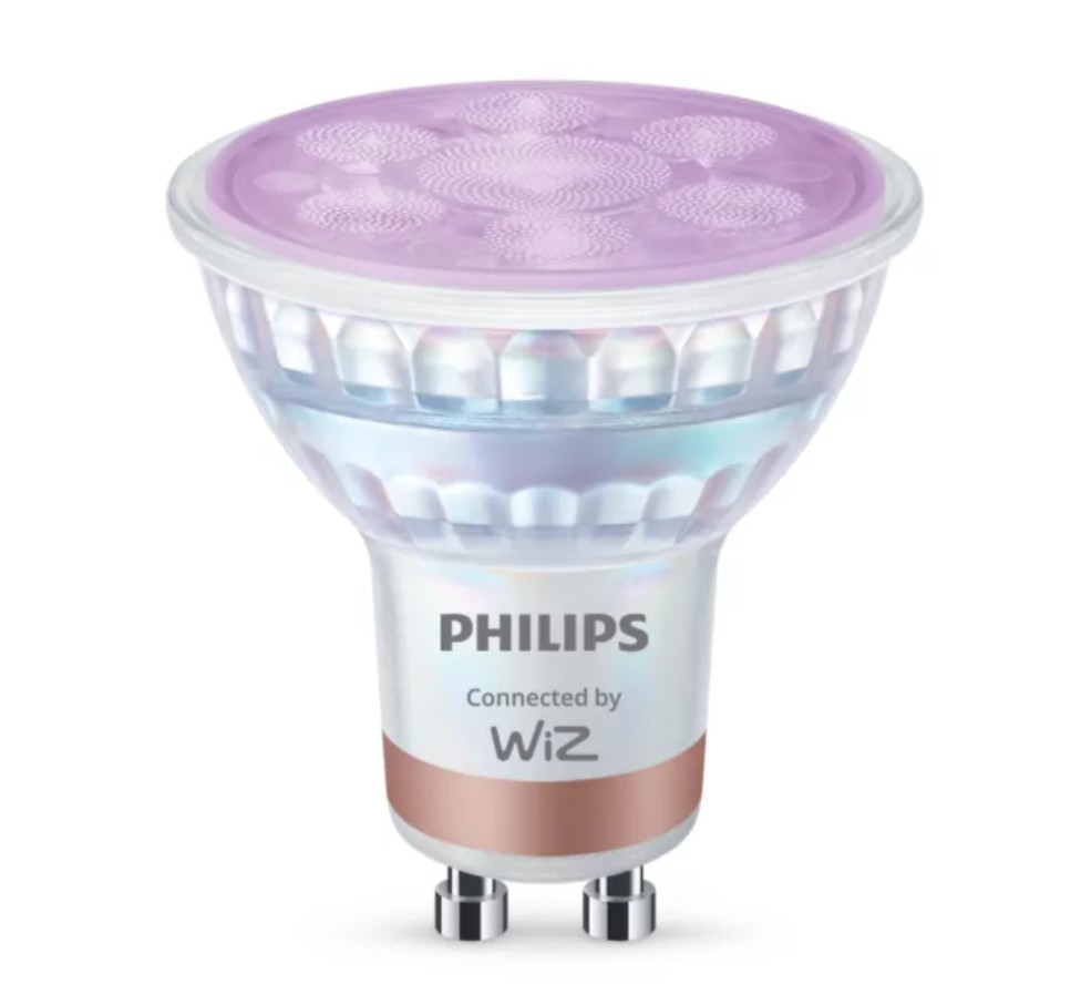 Lâmpadas LED Inteligentes Philips Smart Wi-Fi GU10 RGB 4,7 W, equivalentes a 50 W, 345 lm, luz branca e cores RGB, pack de 3 - 929003772336