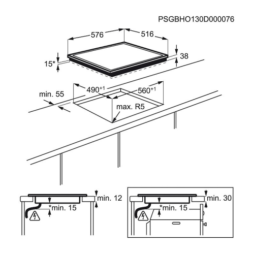Placa Vitroceramica Biselada AEG HK624000FB Encastre 6500W 4 Zonas 60Cm