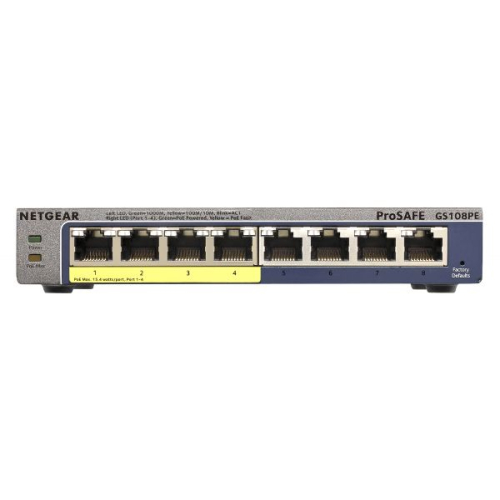 Prosafe Switch 5 puertos autosensing 10/100/1000 Base-T   (Unmanaged Plus)  VLAN, QoS, Monitorización, PoE                      