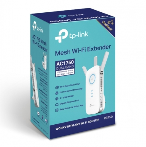 Extensor de Alcance Wi-Fi AC1750 TP-Link RE450 – Dual Band, 1750 Mbps, Gigabit Ethernet