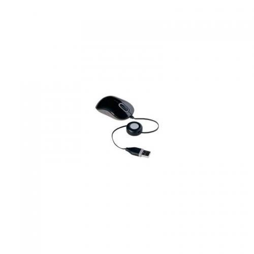 Compact Blue Trace Retractable Wired Mouse Black
