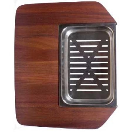 TÁBUA DE MADEIRA+CESTO INOX TEKA