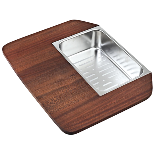 TÁBUA DE MADEIRA+CESTO INOX TEKA
