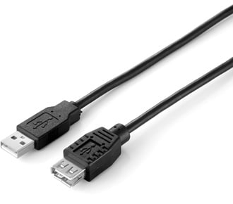 Cabo extensão USB 2.0 - A/A M/F preto (1,8 m)
