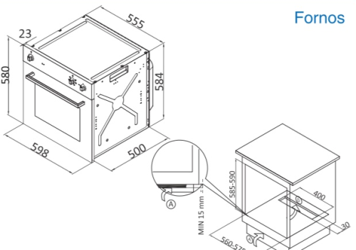 Forno encastre MEIRELES MF 6609 N 60cm 55L Classe D