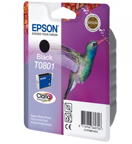 Tinteiro EPSON T0801 Preto - Stylus Photo P50/PX6xx/PX7xx/PX8xx/R2xx/R360/RX560/RX585/RX685
