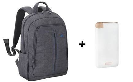 Mochila RIVACASE p/ portátil á prova de água até 15,6" Cinzento