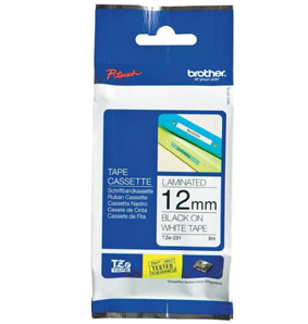 Fita não Laminada de 12 mm - Branco/Preto. para P-Touch
