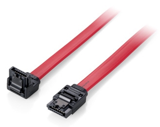 Flat cable SATA 6Gbps, 0,5m w. metal latch, com 1 x angled plug