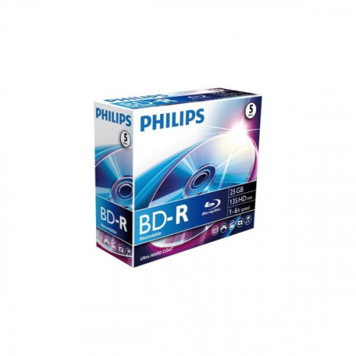 Philips Blu-Ray Recordable 25GB 6x Jewel Case (5 unidades)