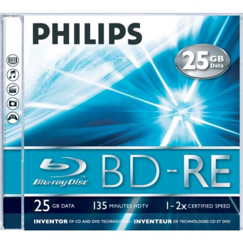 Philips Blu-Ray ReWritable 25GB 2x Jewel Case (5 unidades)