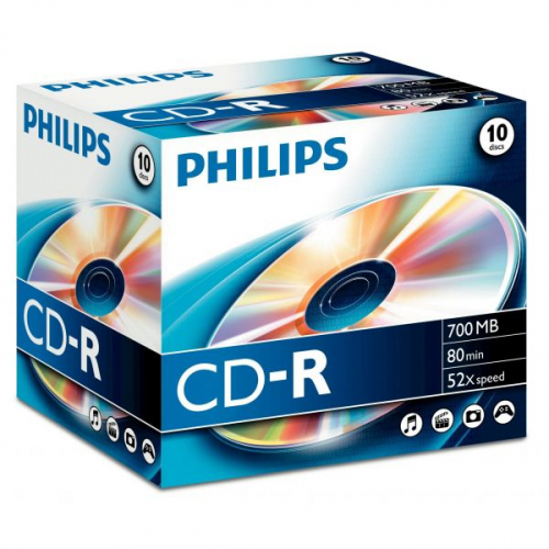 Philips CD-R 80Min 700MB 52x Jewel Case (10 unidades)
