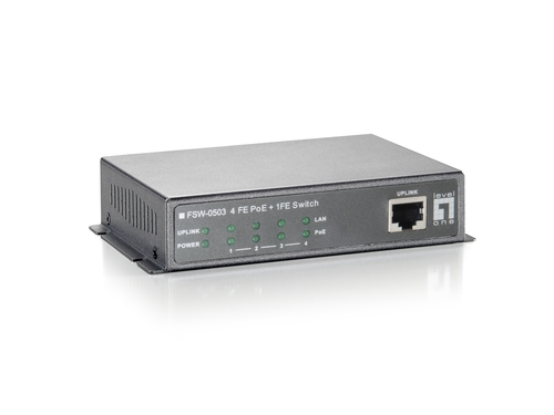 Switch PoE LevelOne 5 Portas Fast Ethernet 10/100 | 4 Portas PoE 802.3af | 61,6W | Não Gerível