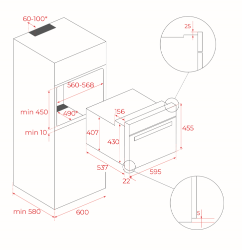 Forno encastre TEKA  HLC 840 IX 60cm Hydroclean 44L Classe A+