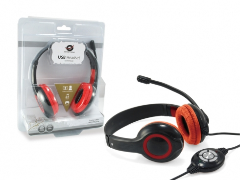 Headset CONCEPTRONIC USB Vermelho - CCHATSTARU2R