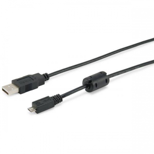 USB 2.0 Cable A -> MicroB, 1.0m, M/M, black com Ferrite Core