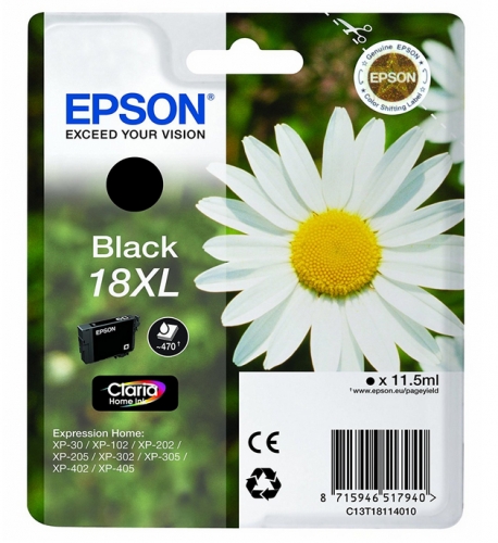 Tinteiro EPSON 18 Preto XL - XP-30/x02/x05/x12/x15/x22/x25