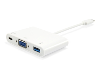 Adaptador USB Type C to VGA Female/USB A Female/PD Adapter